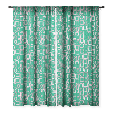 Sharon Turner picture frames green Sheer Window Curtain
