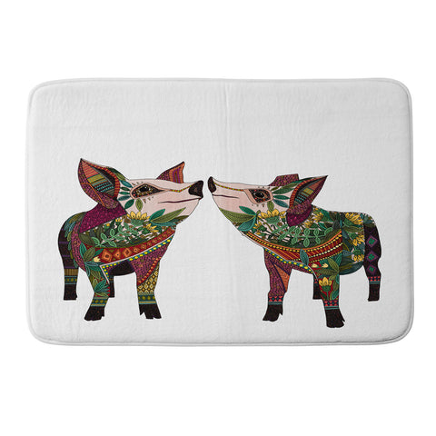 Sharon Turner pig love Memory Foam Bath Mat
