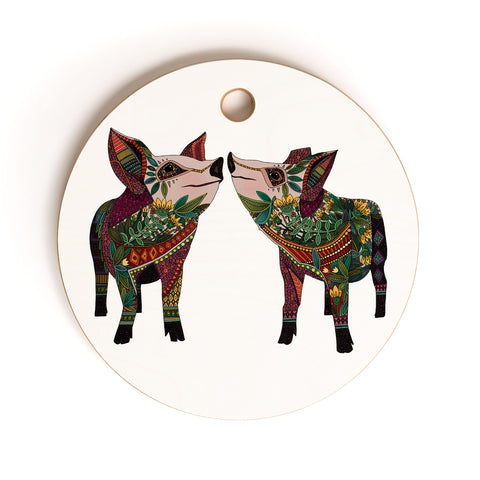 Sharon Turner pig love Cutting Board Round