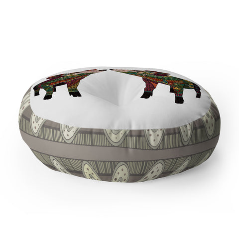 Sharon Turner pig love Floor Pillow Round