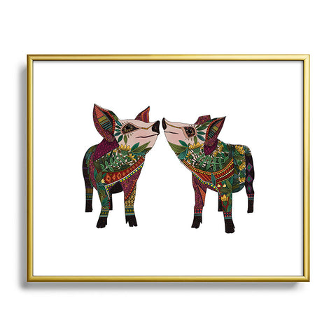 Sharon Turner pig love Metal Framed Art Print