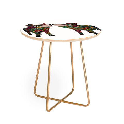 Sharon Turner pig love Round Side Table