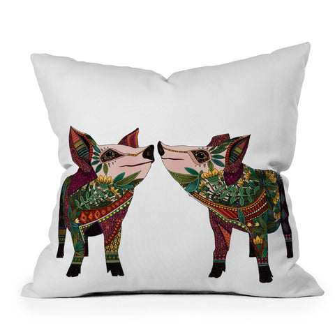 Sharon Turner pig love Throw Pillow