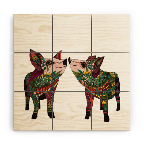 Sharon Turner pig love Wood Wall Mural