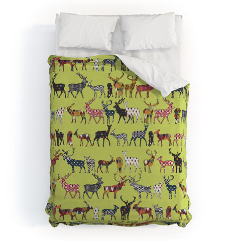 Sharon Turner Pistachio Spice Deer Duvet Cover