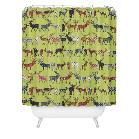 Sharon Turner Pistachio Spice Deer Shower Curtain