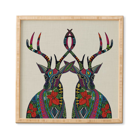 Sharon Turner Poinsettia Deer Framed Wall Art