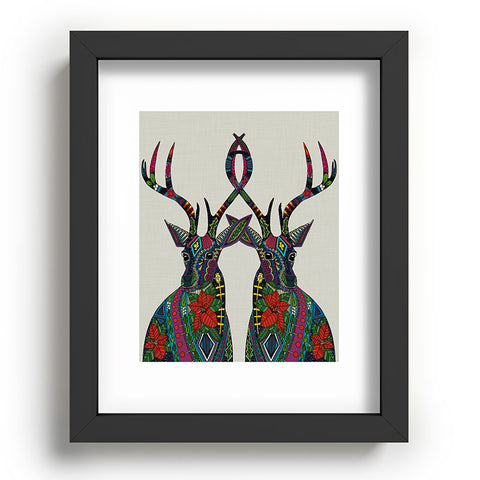 Sharon Turner Poinsettia Deer Recessed Framing Rectangle