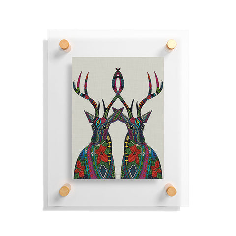 Sharon Turner Poinsettia Deer Floating Acrylic Print