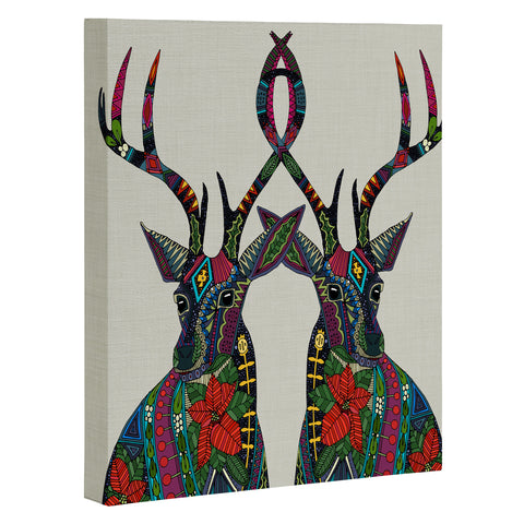 Sharon Turner Poinsettia Deer Art Canvas