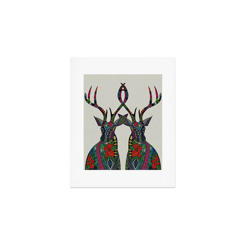 Sharon Turner Poinsettia Deer Art Print