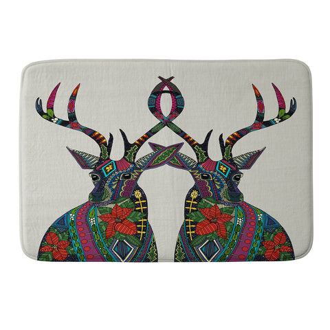 Sharon Turner Poinsettia Deer Memory Foam Bath Mat