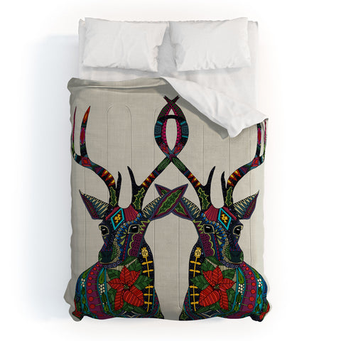 Sharon Turner Poinsettia Deer Comforter