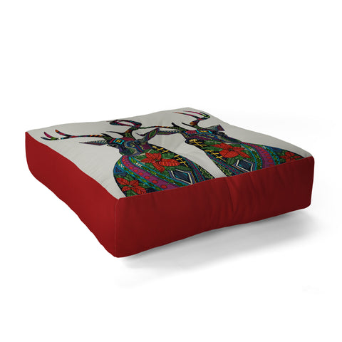 Sharon Turner Poinsettia Deer Floor Pillow Square