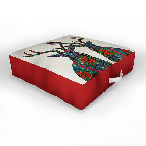 Sharon Turner Poinsettia Deer Outdoor Floor Cushion