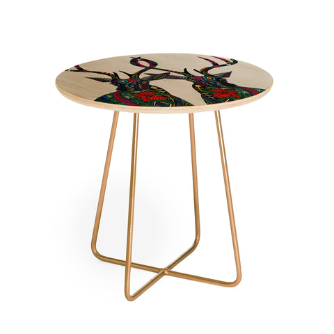 Sharon Turner Poinsettia Deer Round Side Table