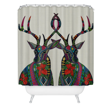 Sharon Turner Poinsettia Deer Shower Curtain