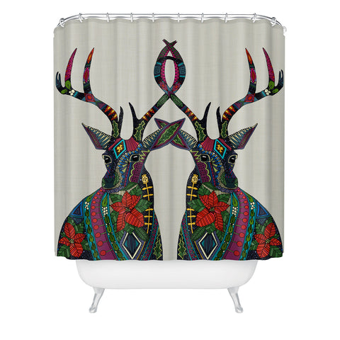 Sharon Turner Poinsettia Deer Shower Curtain