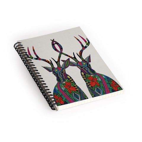 Sharon Turner Poinsettia Deer Spiral Notebook