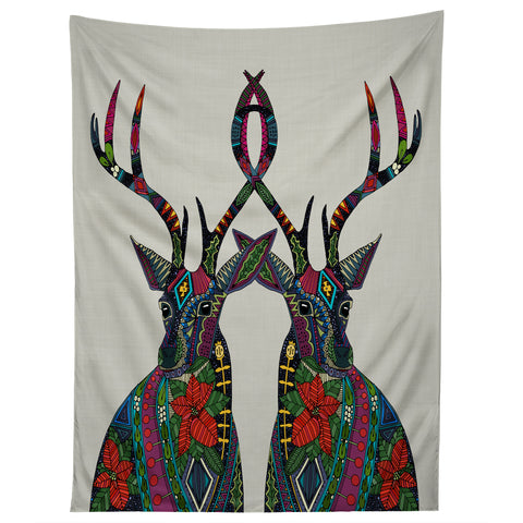 Sharon Turner Poinsettia Deer Tapestry