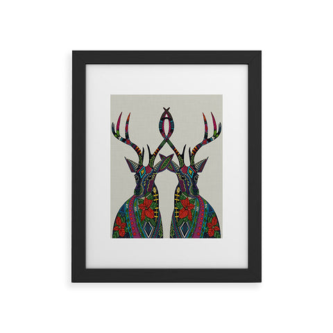 Sharon Turner Poinsettia Deer Framed Art Print
