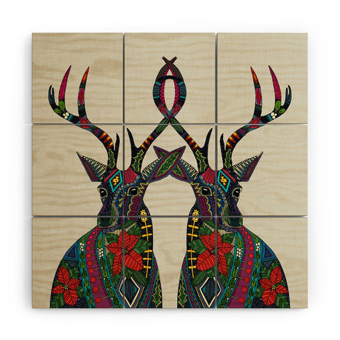 Sharon Turner Poinsettia Deer Wood Wall Mural