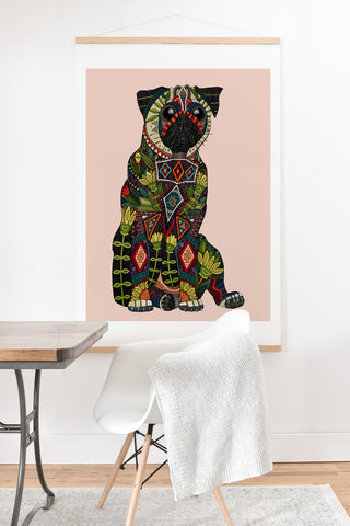 Sharon Turner pug love pale dogwood Art Print And Hanger