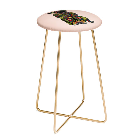 Sharon Turner pug love pale dogwood Counter Stool