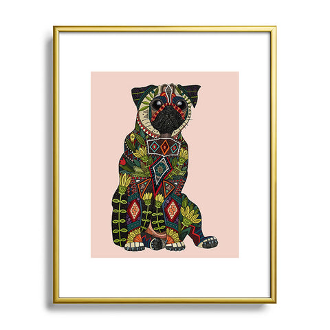 Sharon Turner pug love pale dogwood Metal Framed Art Print