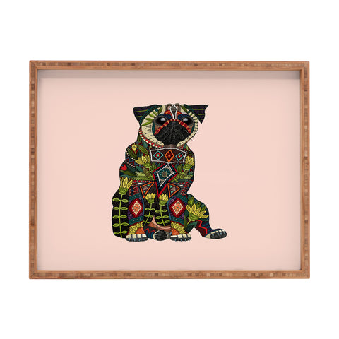 Sharon Turner pug love pale dogwood Rectangular Tray