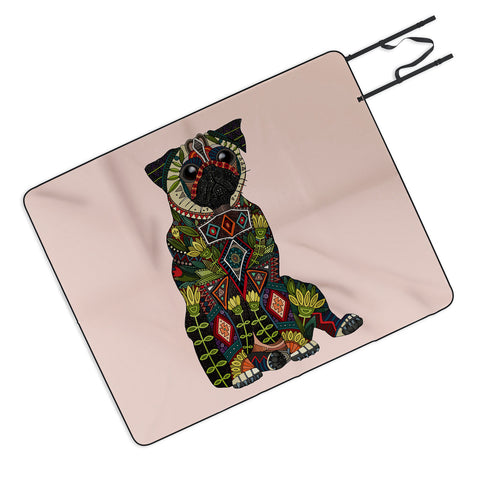 Sharon Turner pug love pale dogwood Picnic Blanket