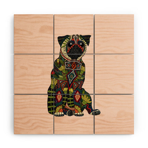 Sharon Turner pug love pale dogwood Wood Wall Mural