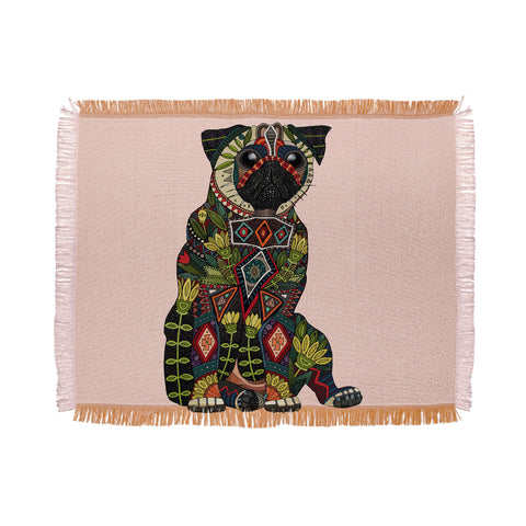 Sharon Turner pug love pale dogwood Throw Blanket