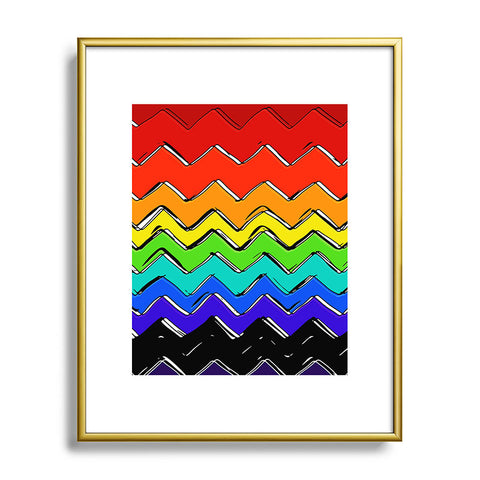 Sharon Turner Rainbow Chevron Metal Framed Art Print