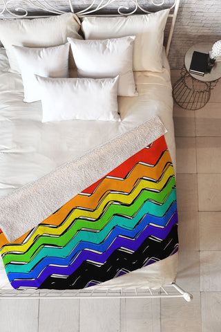 Sharon Turner Rainbow Chevron Fleece Throw Blanket