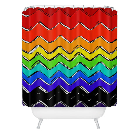 Sharon Turner Rainbow Chevron Shower Curtain