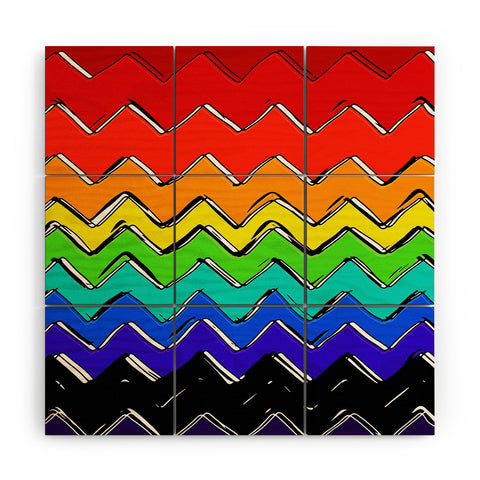Sharon Turner Rainbow Chevron Wood Wall Mural