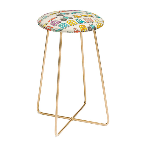 Sharon Turner retro rides eggshell Counter Stool