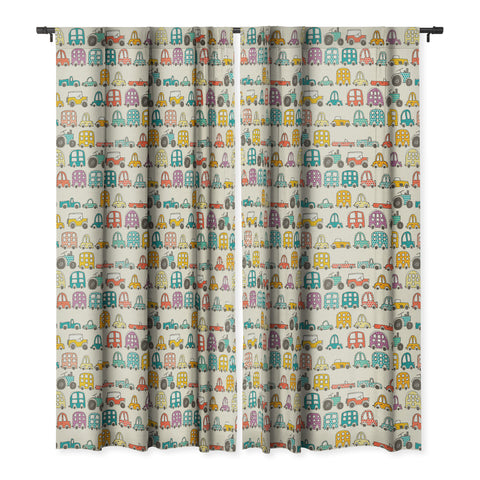 Sharon Turner retro rides eggshell Blackout Window Curtain