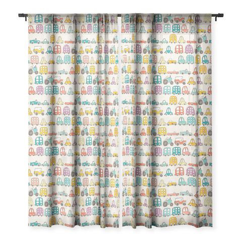 Sharon Turner retro rides eggshell Sheer Window Curtain