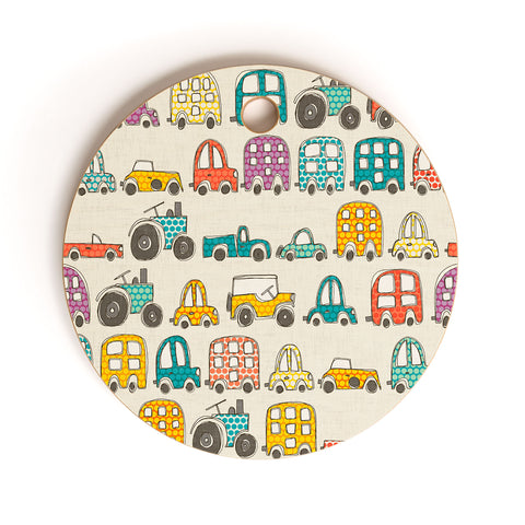 Sharon Turner retro rides eggshell Cutting Board Round