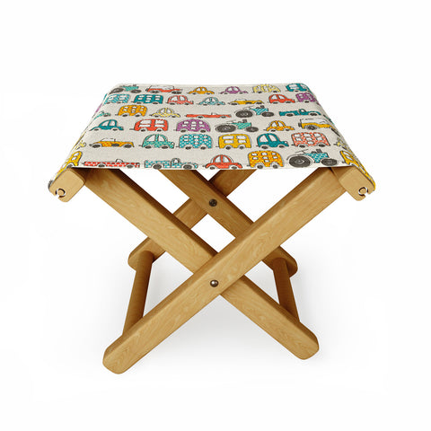 Sharon Turner retro rides eggshell Folding Stool