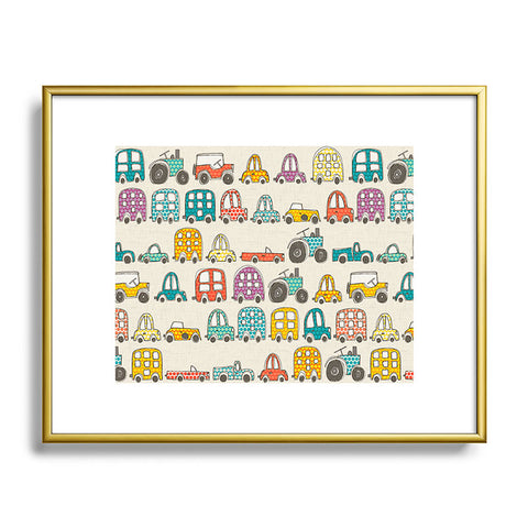 Sharon Turner retro rides eggshell Metal Framed Art Print