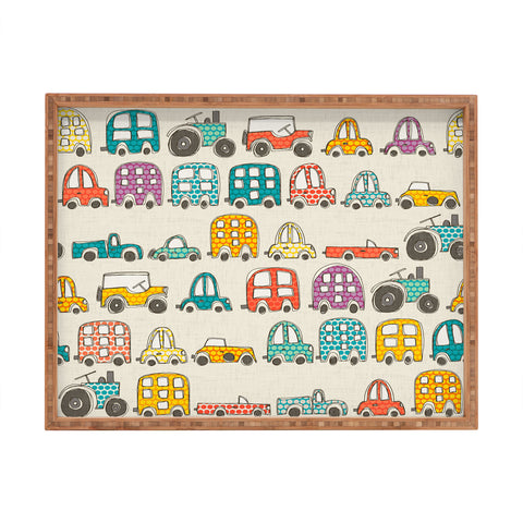 Sharon Turner retro rides eggshell Rectangular Tray