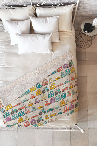 Sharon Turner retro rides eggshell Fleece Throw Blanket