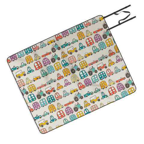 Sharon Turner retro rides eggshell Picnic Blanket