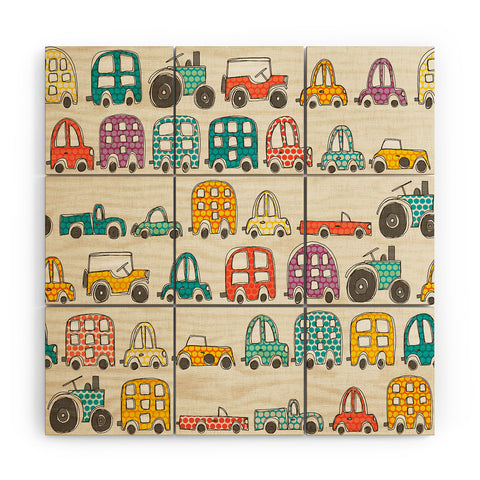 Sharon Turner retro rides eggshell Wood Wall Mural