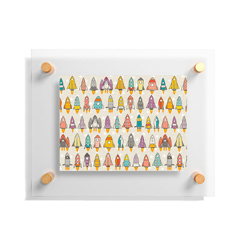 Sharon Turner retro rockets eggshell Floating Acrylic Print
