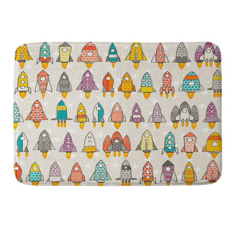 Sharon Turner retro rockets eggshell Memory Foam Bath Mat