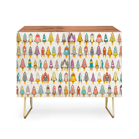 Sharon Turner retro rockets eggshell Credenza